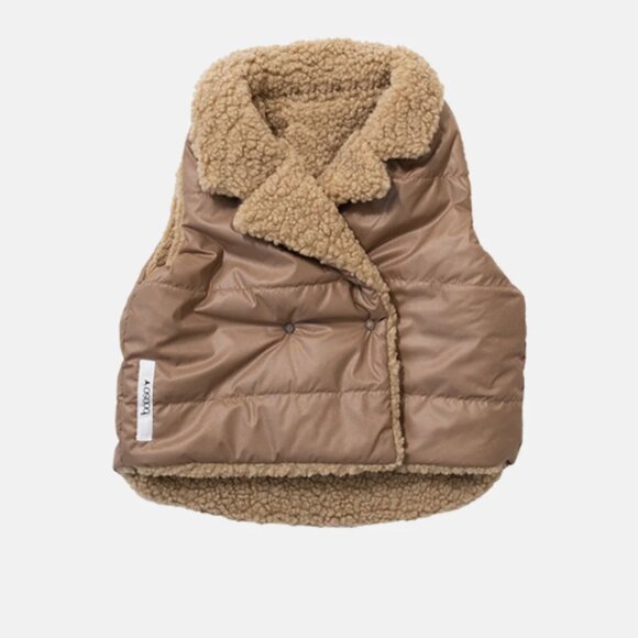 Booso children's teddy vest camel color